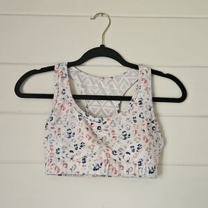 NWOT ZYIA White and Blue Printed Light & Tight Sports Bra (S)